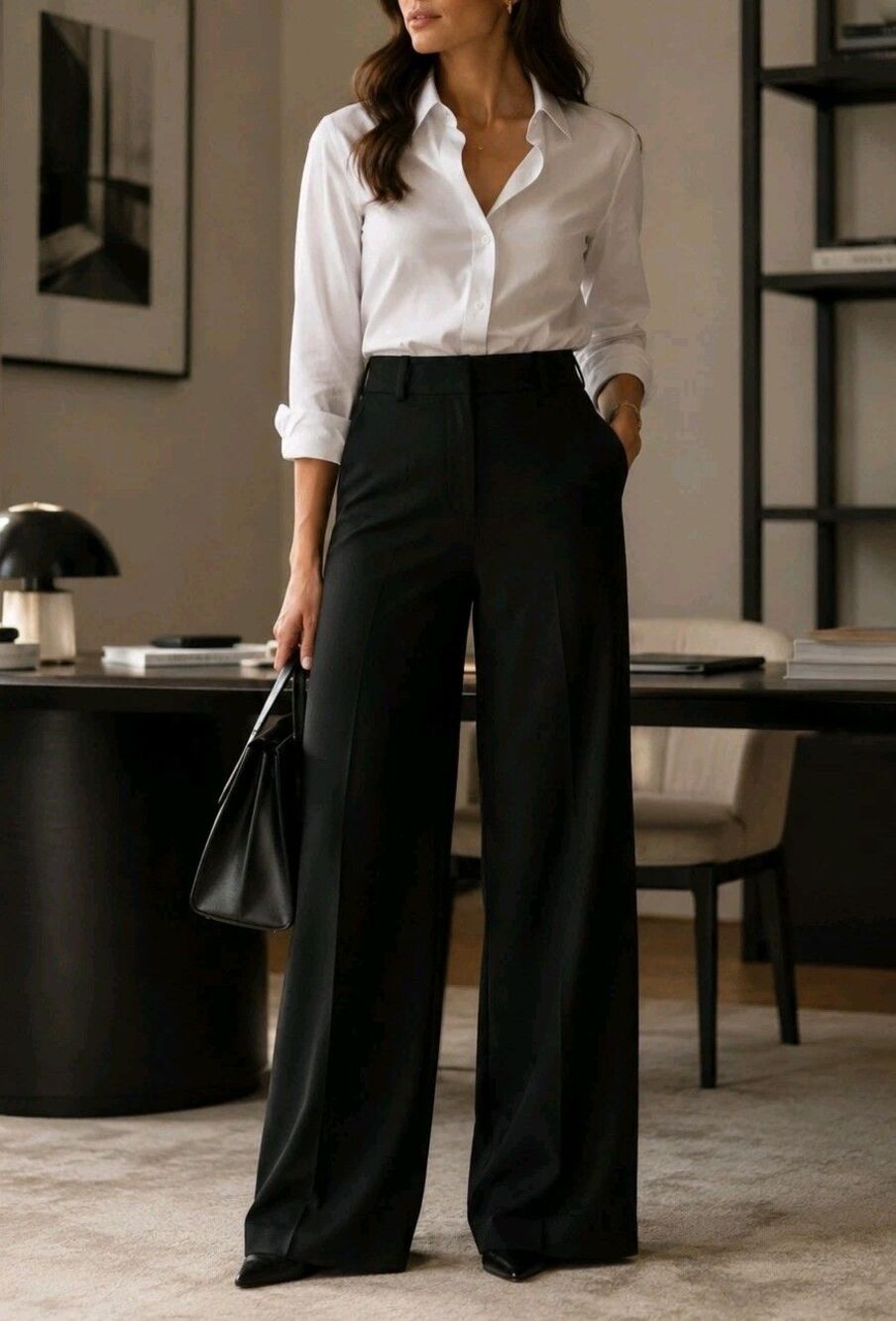 J.Crew Carolina Wide Leg Pants Size 4 Black Quiet Luxury Trouser Office Siren